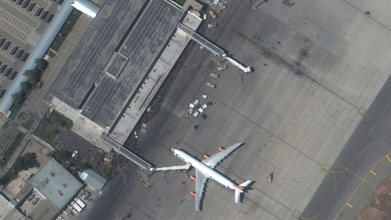 Kabul’s Hamid Karzai International Airport. Credit: AFP Photo/Satellite image ©2021 Maxar Technologies