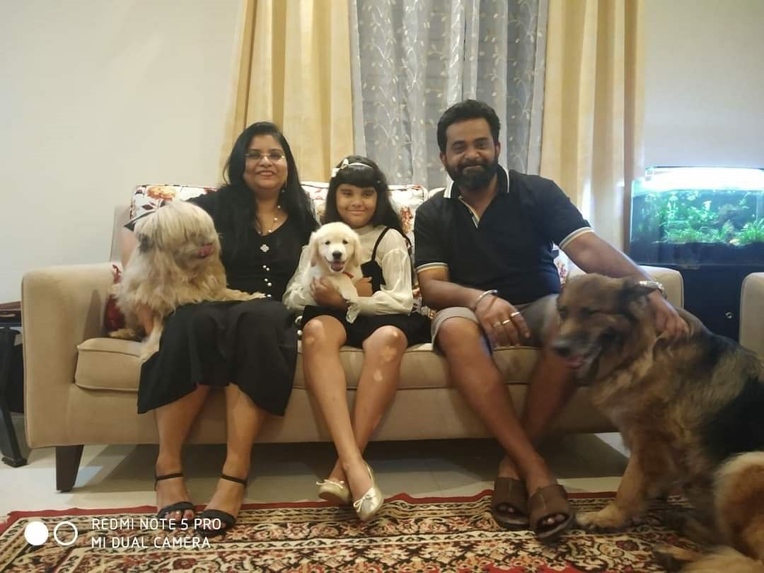 Ananya with daughter Jenny and husband Jishnu feel good pet care can go a long way in preventing diseases.