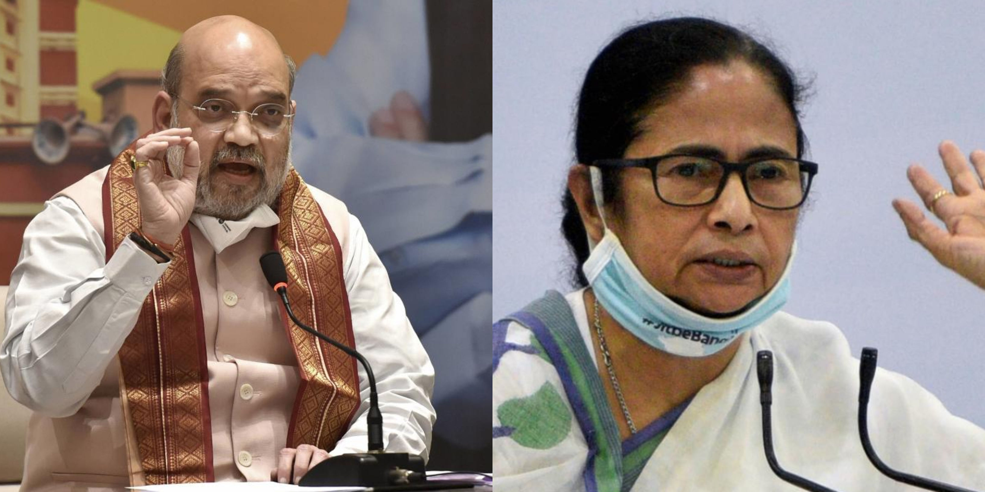Union Home Minister Amit Shah (L) and Chief Minister Mamata Banerjee (R). Credit: PTI