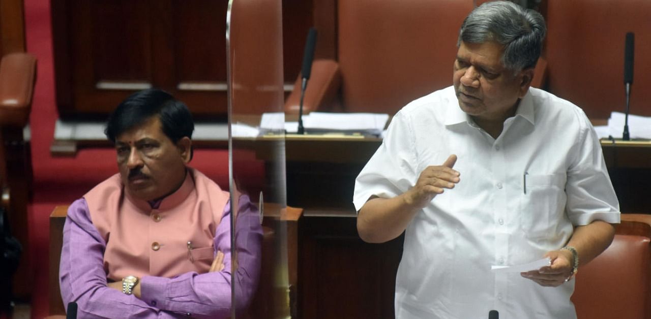 Jagadish Shettar speaks in Legislative council. Credit: DH Photo