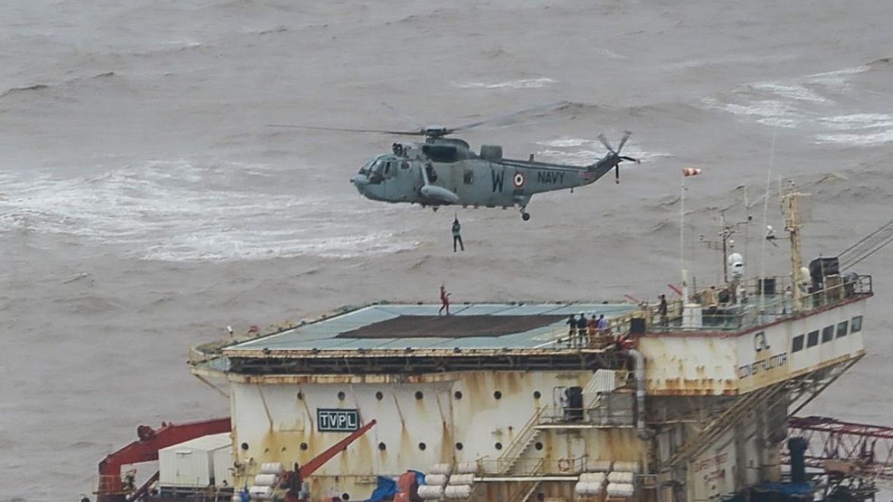 The cyclone passed over the Mumbai High offshore development area of the ONGC off the Maharashtra coast on 17 May. Credit: AFP Photo