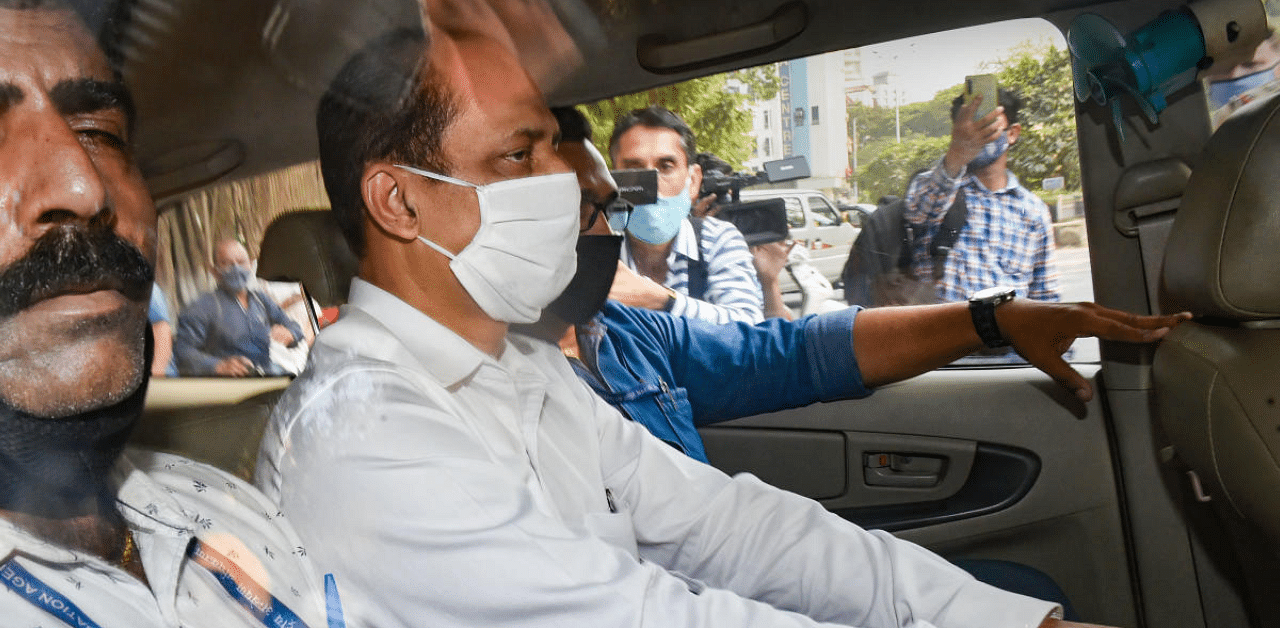 Mumbai Cop Sachin Vaze after being produced by National Investigation Agency (NIA) in a court following his arrest. Credit: PTI Photo