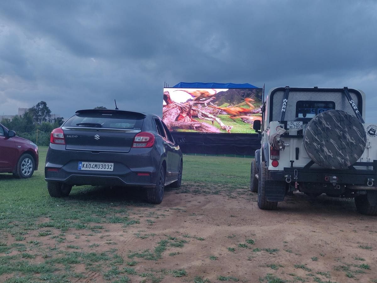 A company called 369drivein began screening old movies at SPT Sports Academy in Sarjapur last week.