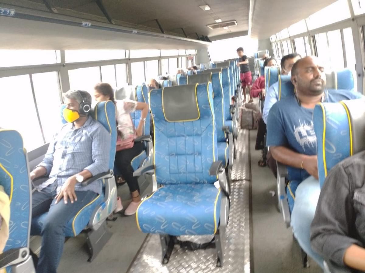 A Rajahamsa bus on the Bengaluru-Mysuru route now has three single seats in a row instead of five.