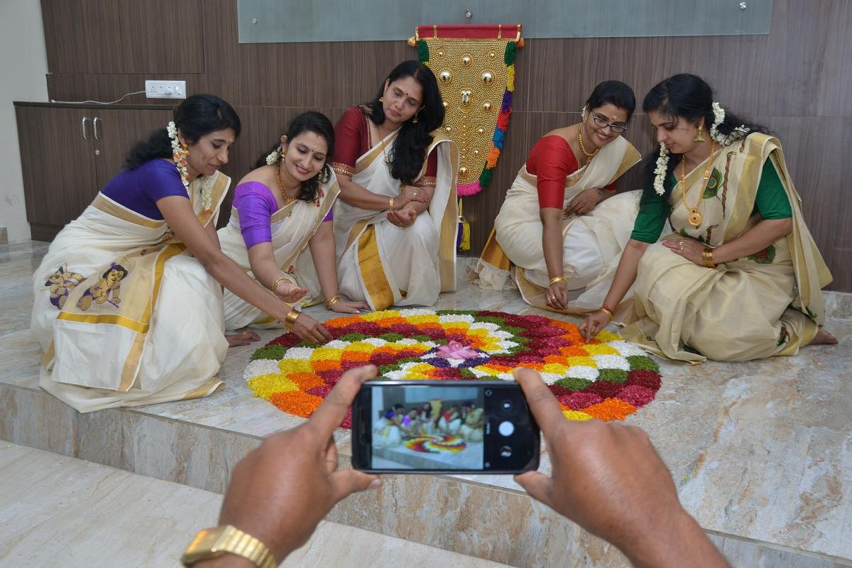 Kerala Samajam Bangalore will hold its floral rangoli competition online. Pic courtesy: Yugesh PC