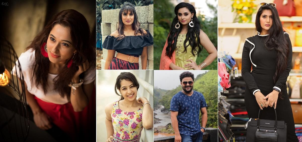 Actors (clockwise) Sanjana Burli, Neha Saxena, Ashwin Rao Pallaki, Ashika Somashekar, Radhika Narayan and Krishi Thapanda, say people have become judgmental about the film fraternity.