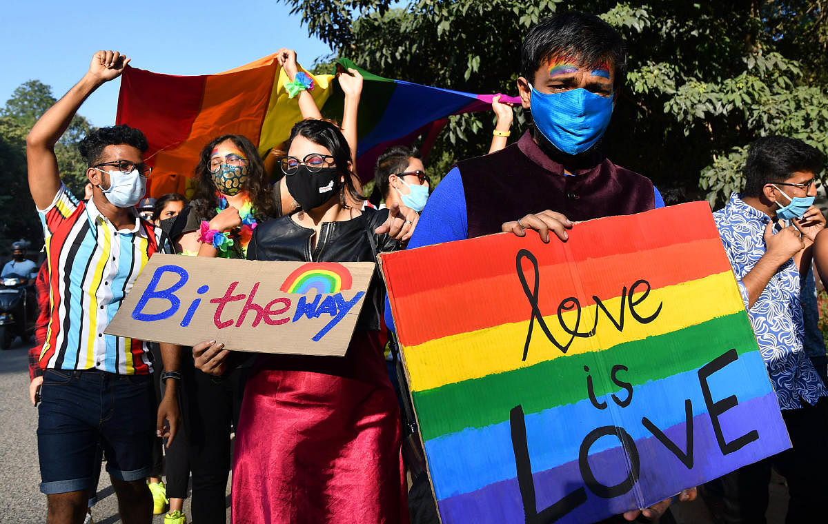A march in December 2020 as part of the Namma Pride celebrations. Many in the queer community believe that the fight for marriage equality should not dominate the movement. DH Photo by Pushkar V.