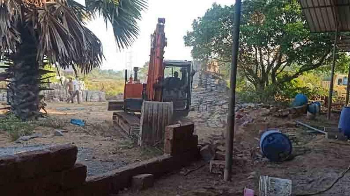 District administration demolished illegal Kapila Park Gau Shala to make way for first-ever Indian Coast Guard Academy in Kenjar, on the outskirts of city, on Thursday.