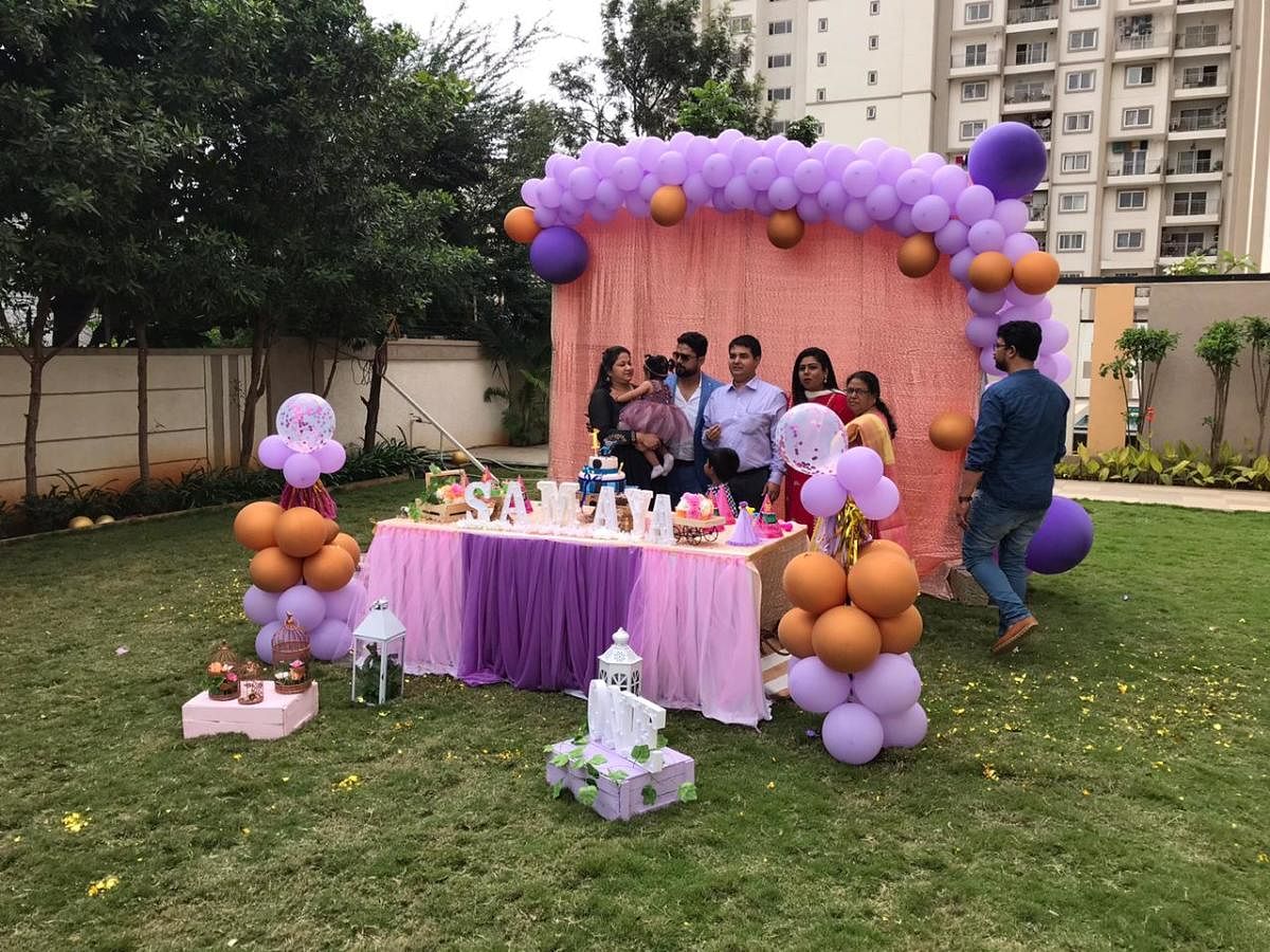 A birthday party organised by Evolves, an event management company. Most events are held during the day now, so that grand lighting does not attract unwanted guests, says founder Sushma G S.