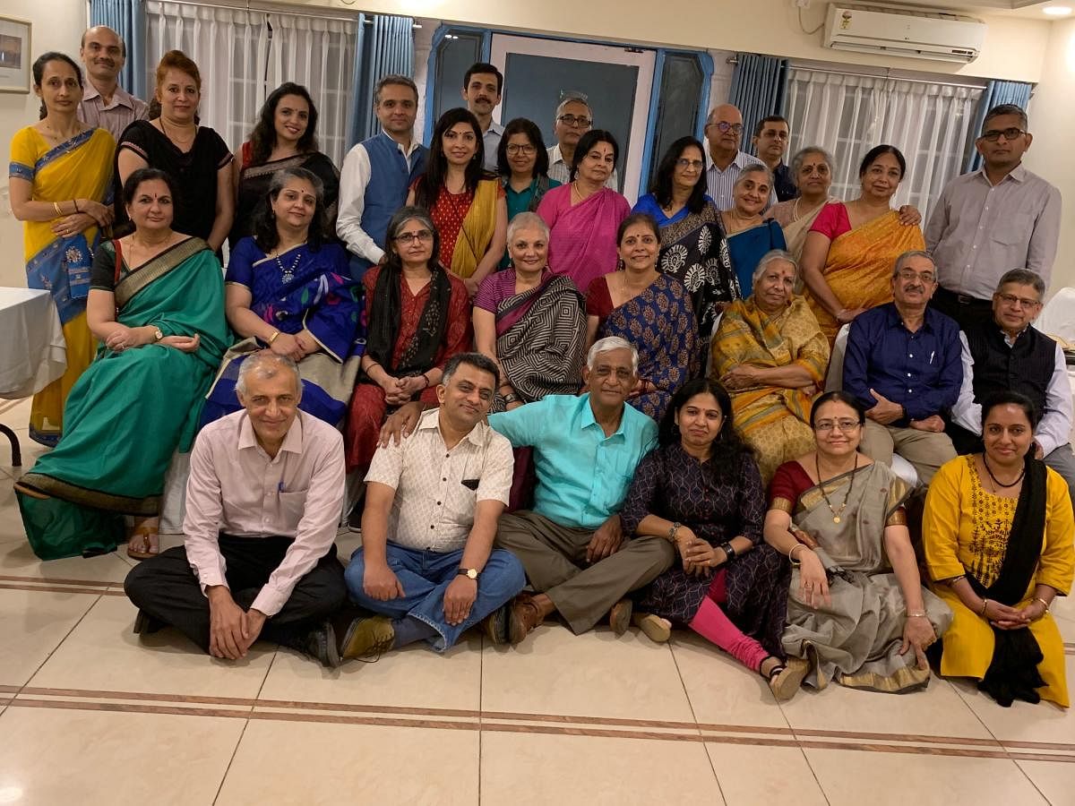 Founders Ramesh Venkateswaran (sitting on floor, third from left) and Kamla (second row, fifth from left) with Vishwas volunteers and well-wishers.