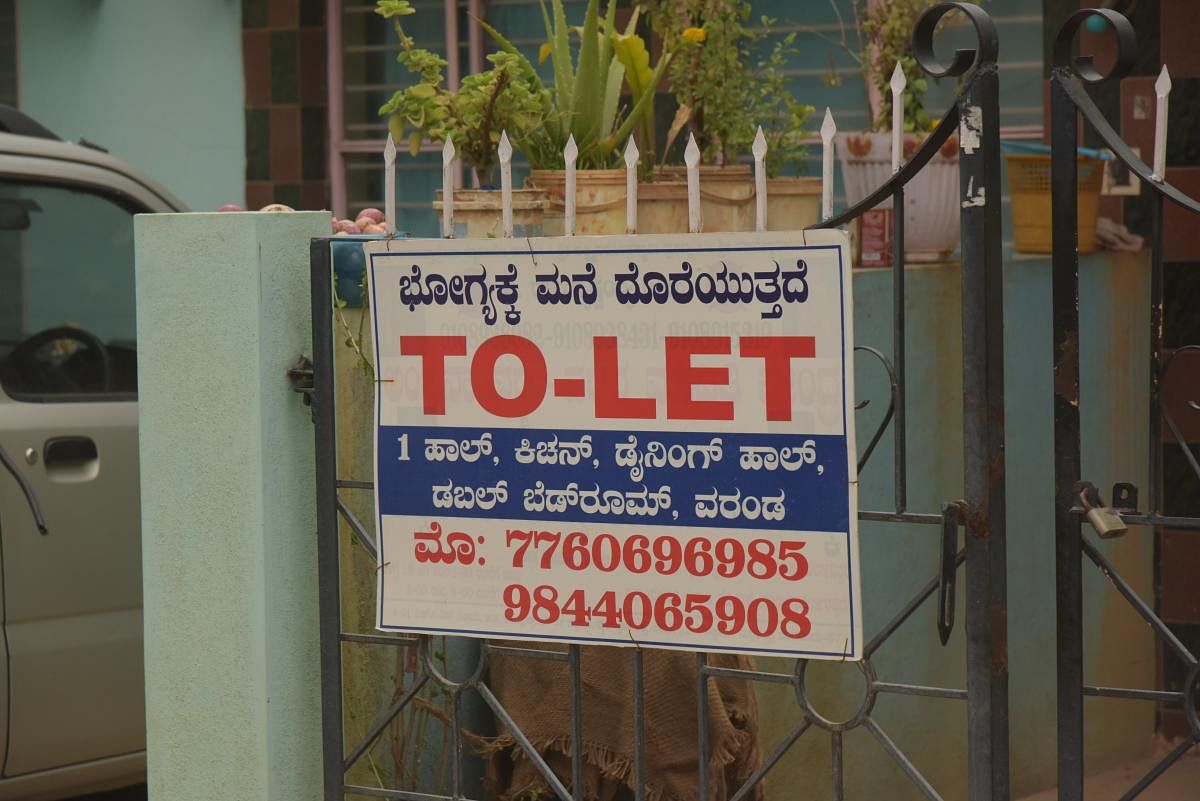 A house in T Dasarahalli. Rents have fallen in Bengaluru in the wake of the pandemic. DH Photo by BH Shivakumar 