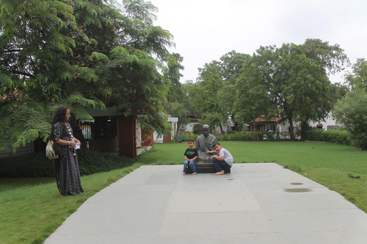 There are apprehensions that Sabarmati Ashram, where anyone could walk in without anyone’s permission, may end up being another gated tourist spot. Credit: DH Photo/Satish Jha