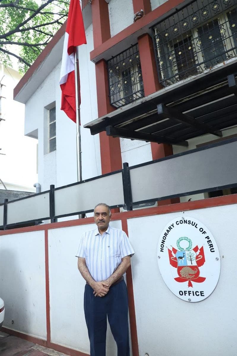 Vikram Vishwanath outside the Consulate of Peru, Koramangala.