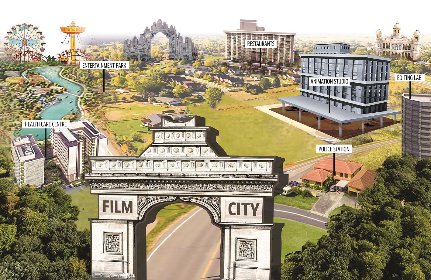 The Karnataka government’s decision to set up a film city in Nanjangud taluk of Mysuru is a fresh chapter for the 40-year-old project waiting to see the light of day. DH ILLUSTRATION/PRAKASH S