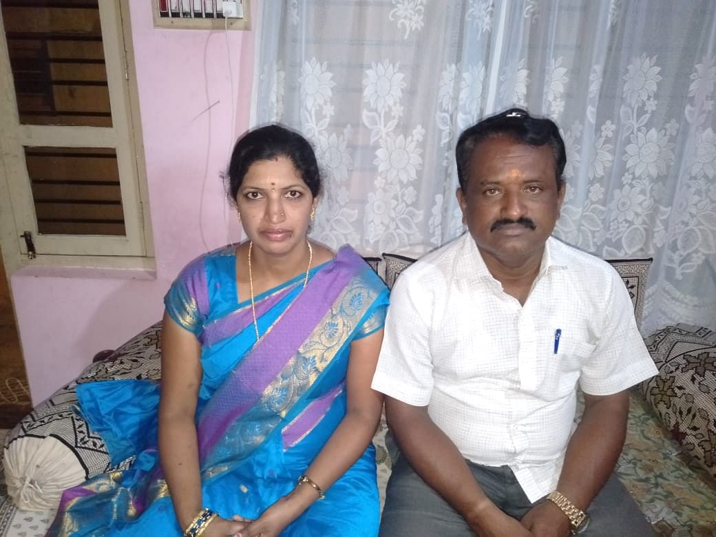 Uma with late husband S K Suresh, who died from Covid-19 on Oct. 12 in a private hospital.