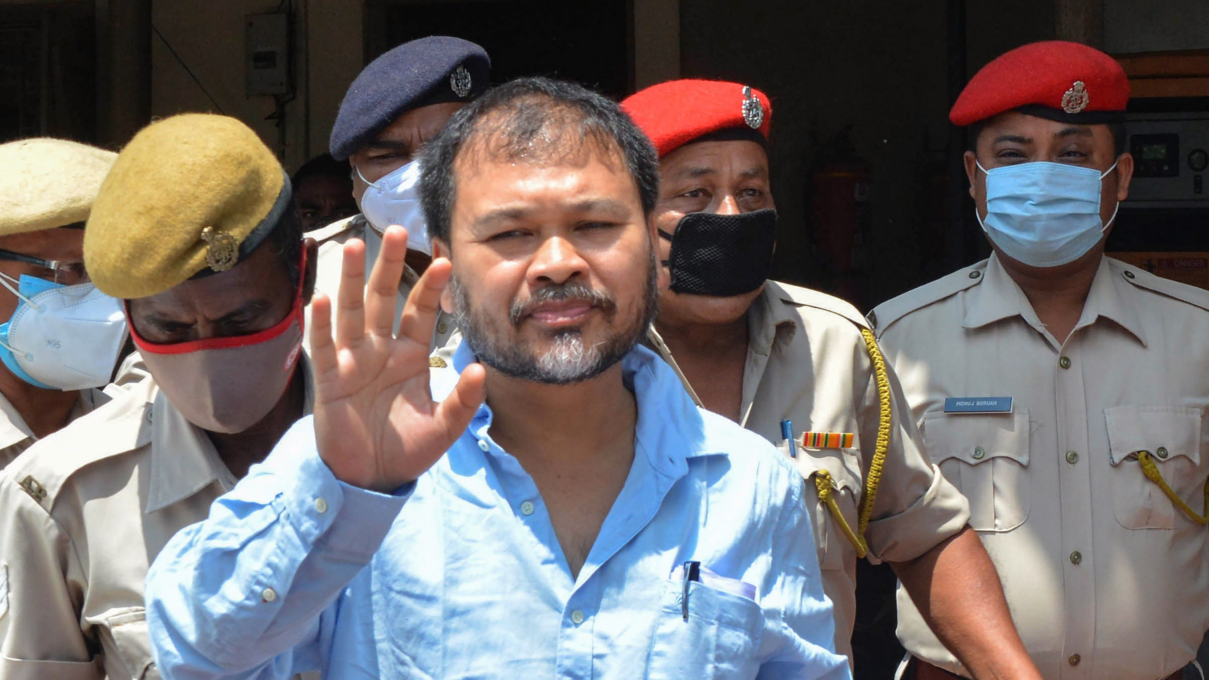  MLA from Sibsagar and RTI activist Akhil Gogoi produced before special NIA court in Guwahati. Credit: PTI Photo