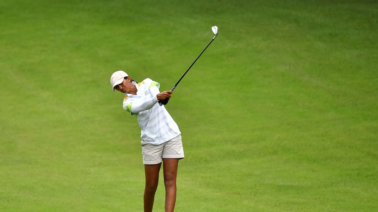 Aditi Ashok plays a shot. Credit: AFP Photo