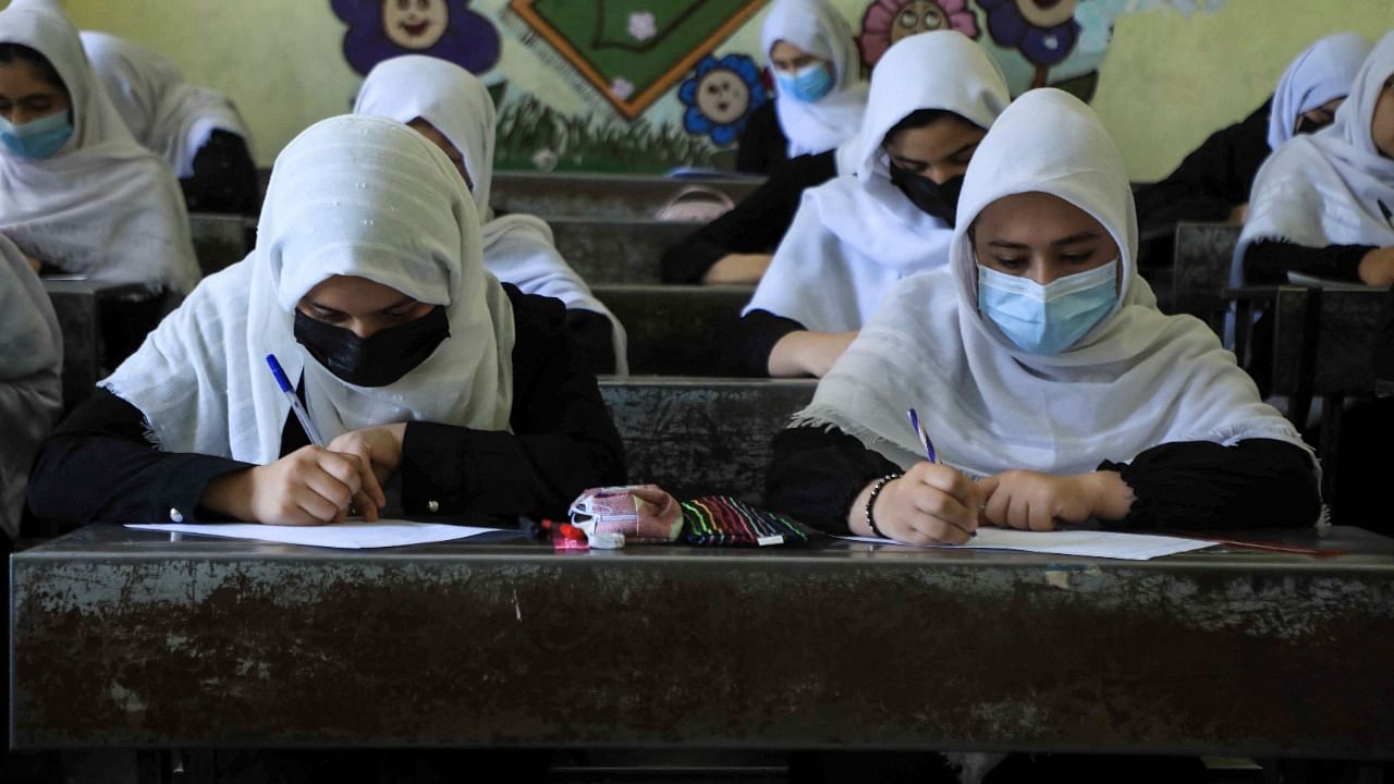 Schoolgirls attend class in Herat. Credit: AFP Photo