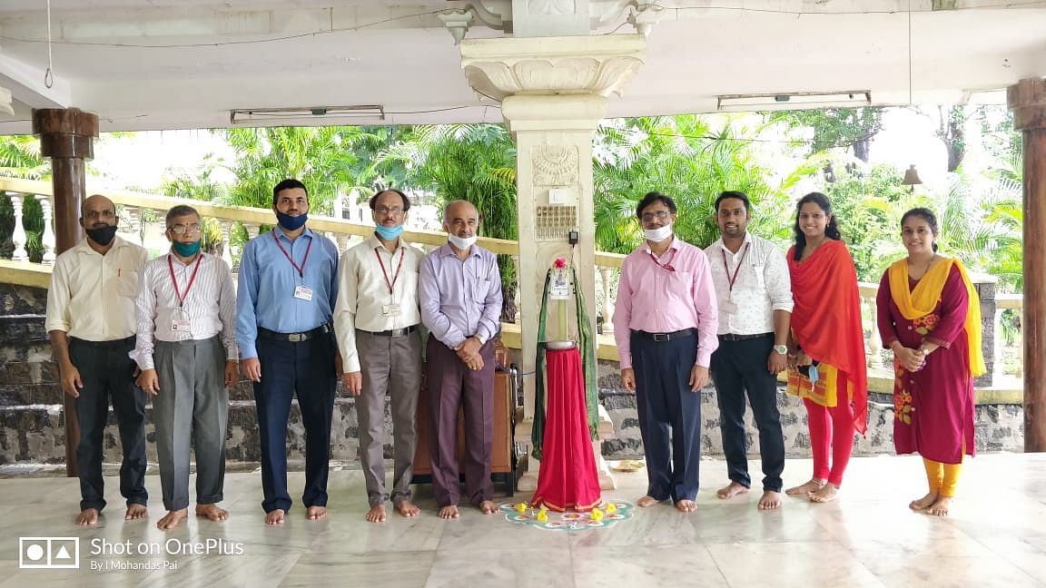 The ‘theertha dispenser’ installed at  Mahaganapathi Temple inside Nitte campus. DH Photo