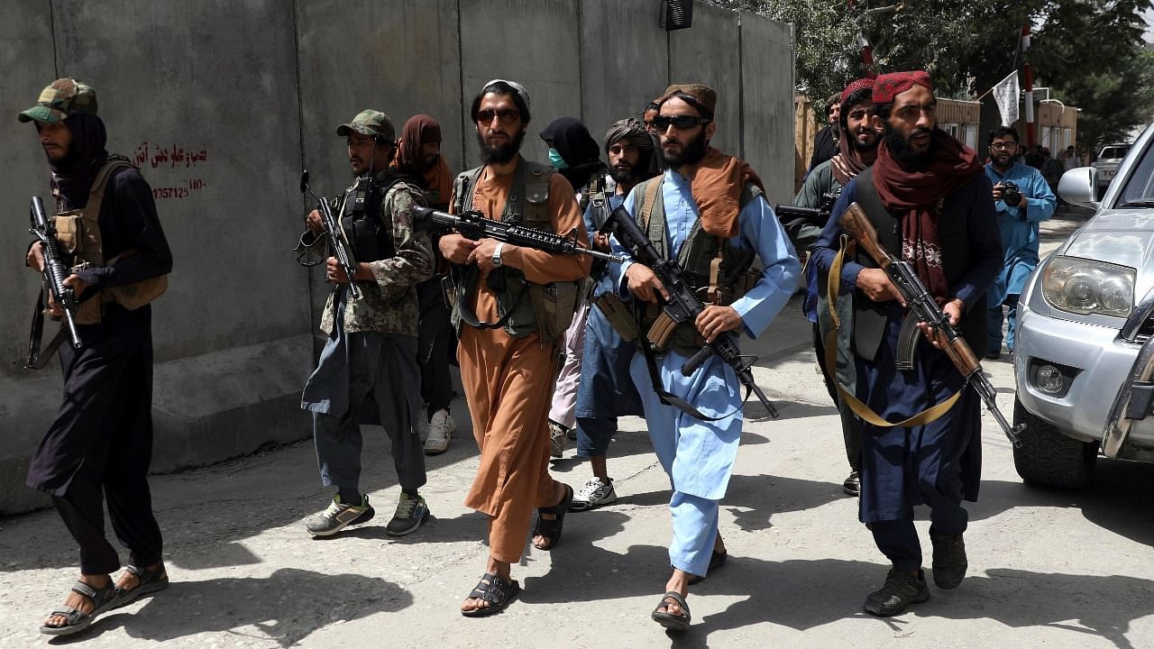 Taliban fighters patrol in Wazir Akbar Khan neighborhood in the city of Kabul, Afghanistan. Credit: AP/PTI Photo
