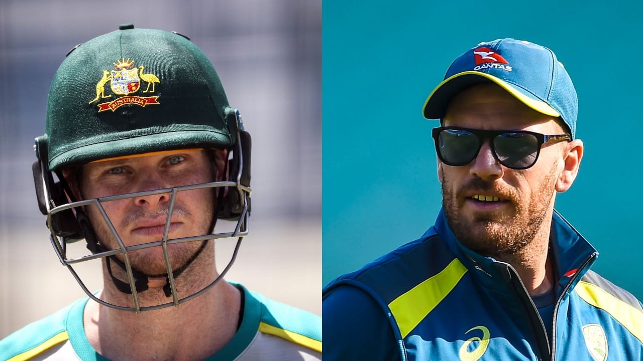 Australia batsmen Steve Smith (L) and Aaron Finch have been named in the 15-man squad for the ICC T20 World Cup. Credit: AFP, PTI File Photos
