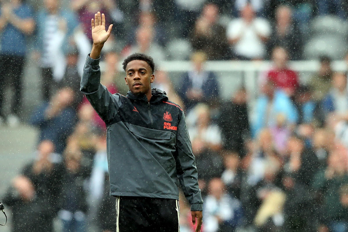  Newcastle United's Joe Willock is presented to the fans before the match. Credit: Reuters Photo