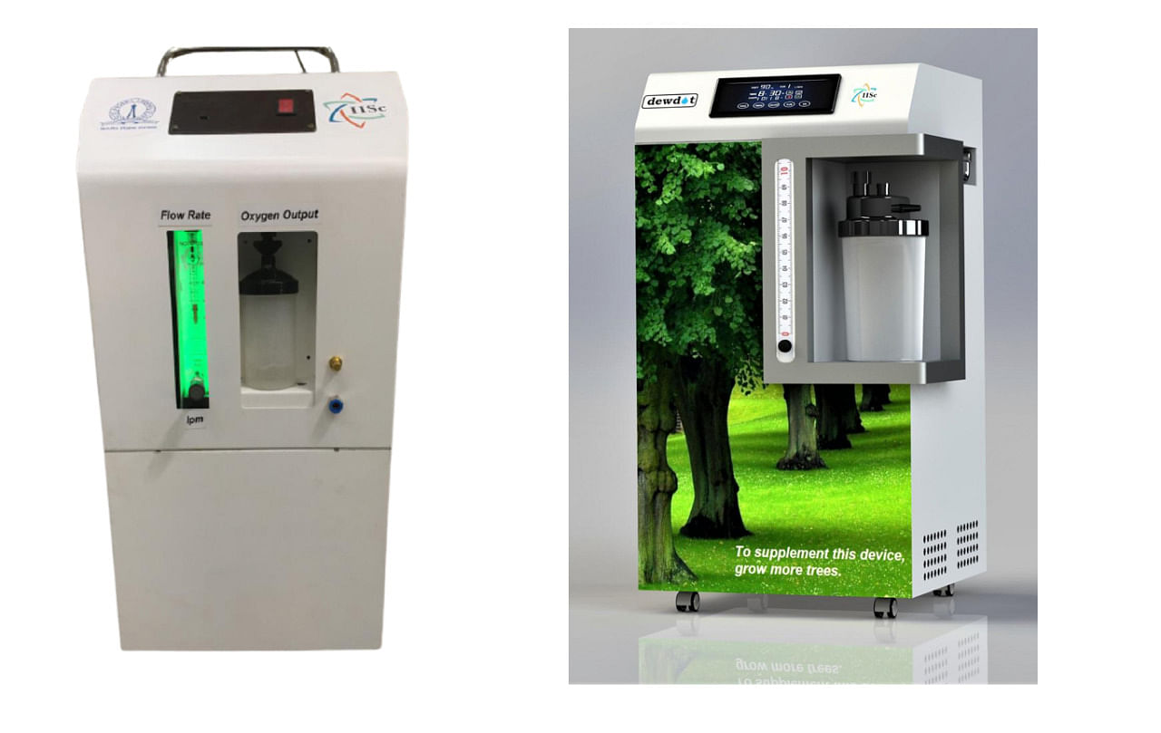 On the left, the concentrator as a prototype. (Right), the concentrator in mass production form. Credit: IISc and Spectrum Tools