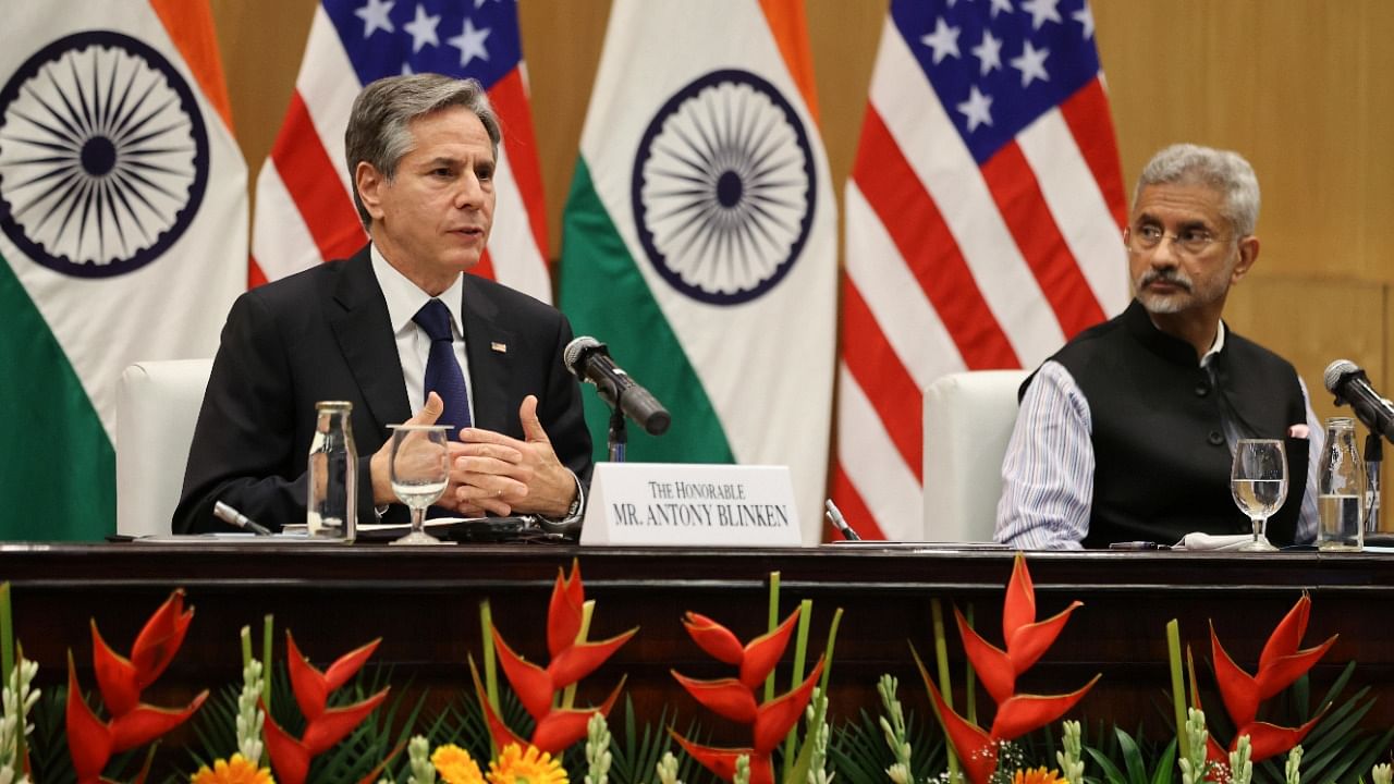 US Secretary of State Antony Blinken (L) and External Affairs Minister S Jaishankar. Credit: Reuters File Photo