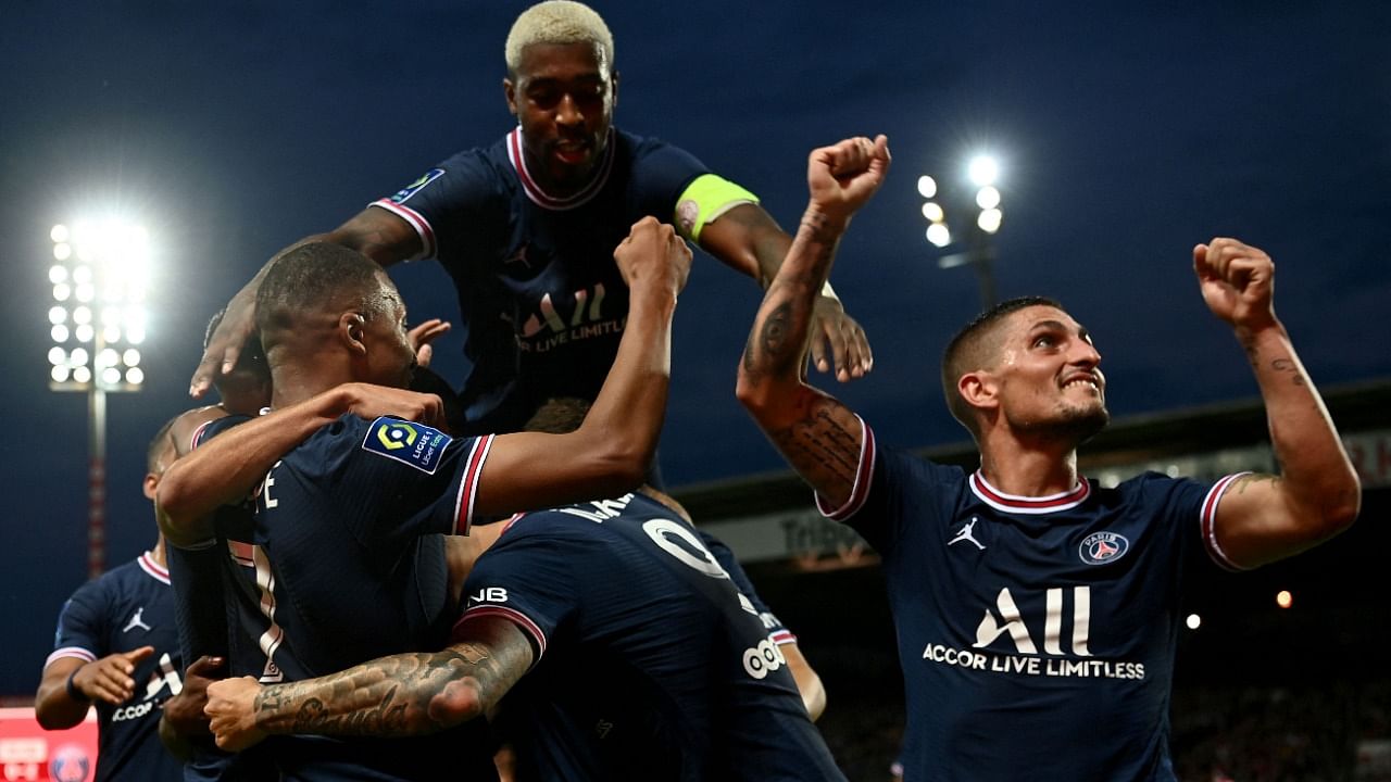 PSG players celebrate win. Credit: AFP Photo