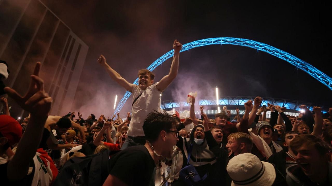  England fans outside Wembley Stadium after the match. Credit: Reuters Photo