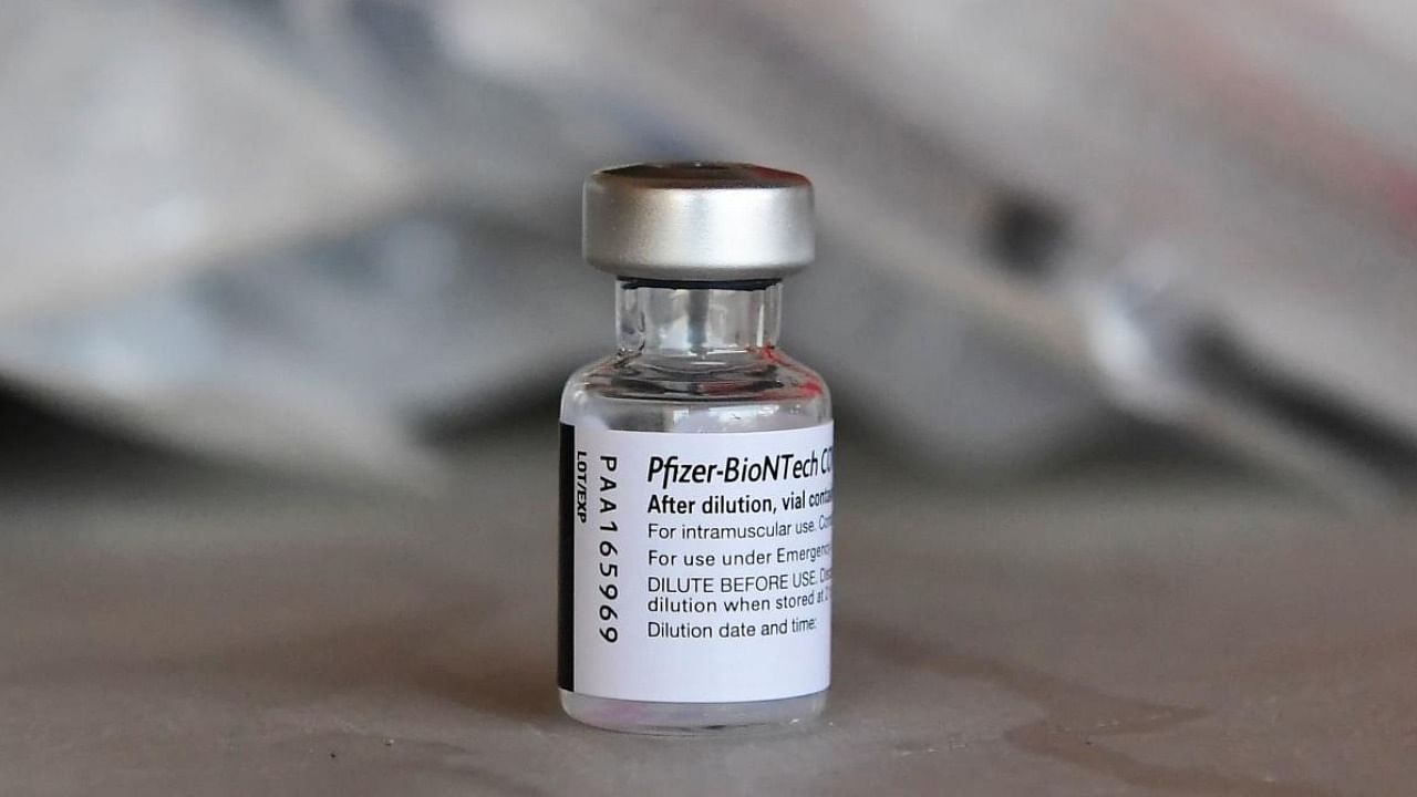 A vial of Pfizer Covid-19 vaccine. Credit: AFP Photo