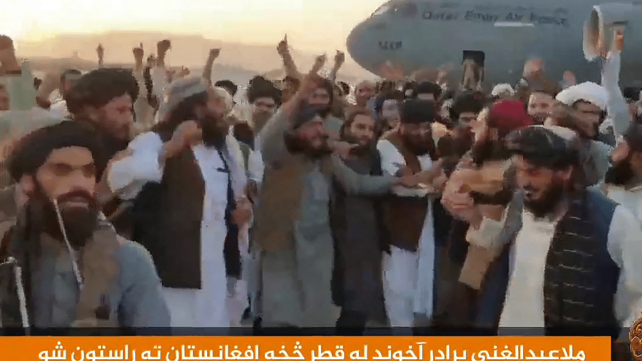 Taliban co-founder Baradar arrives in Afghanistan. Credit: AFP Photo/ESN - Al Hijrat TV