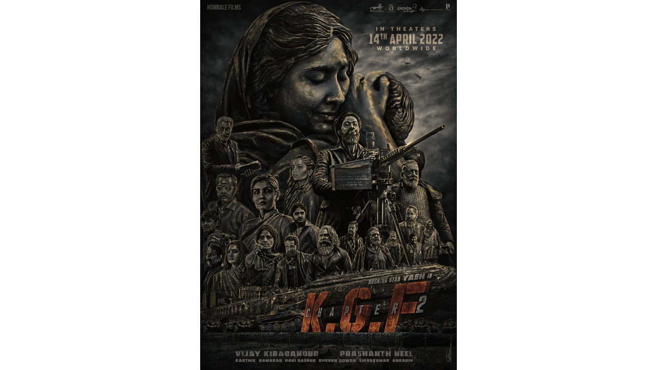 The official poster for 'KGF Chapter 2'. Credit: Twitter/@TheNameIsYash