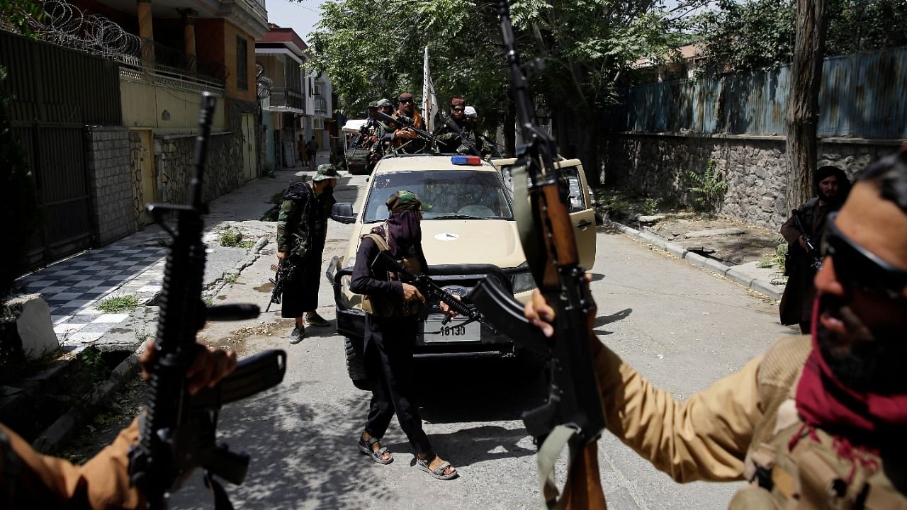 Taliban fighters patrol in Kabul, Afghanistan. Credit: AP/PTI Photo