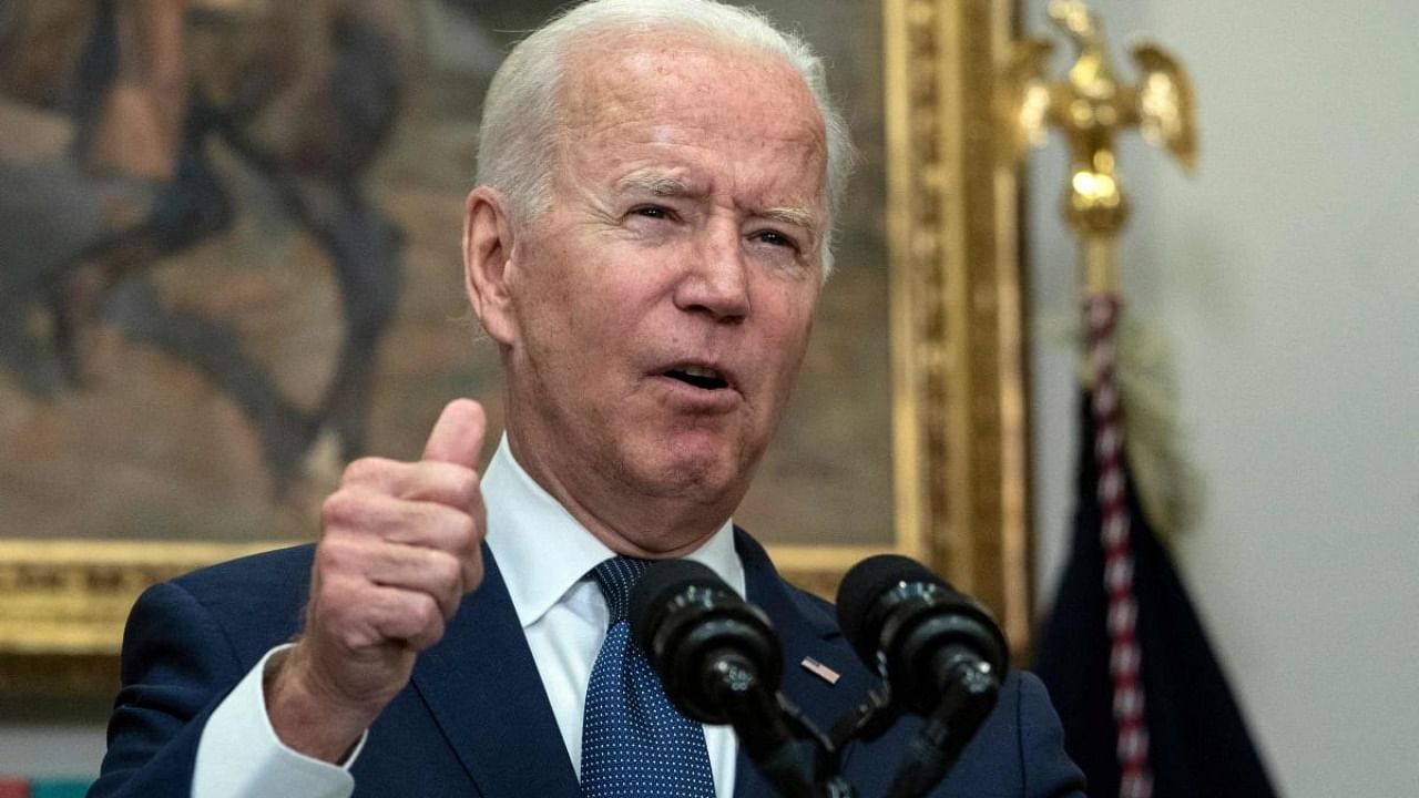 US President Joe Biden speaks during an update on the situation in Afghanistan. Credit: AFP Photo