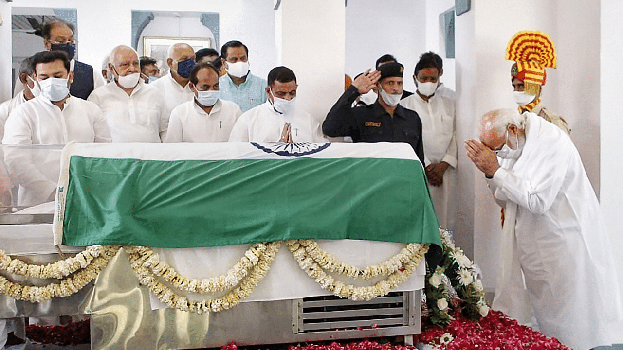 On Sunday Prime Minister Narendra Modi, Defence Minister Rajnath Singh, BJP chief JP Nadda and other leaders paid tributes to Singh in Lucknow. Credit: PTI Photo