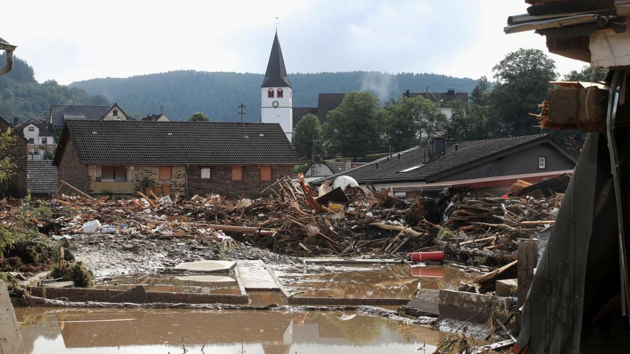 Collapsed houses are seen on a flood-affected area following heavy rainfalls in Schuld, Germany. Credit: Reutes Photo