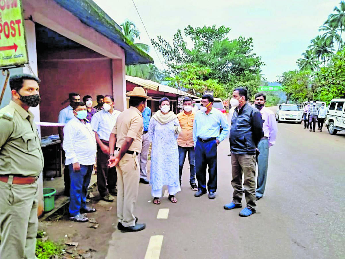 Deputy Commissioner Charulata Somal inspects a check post in Sampaje.