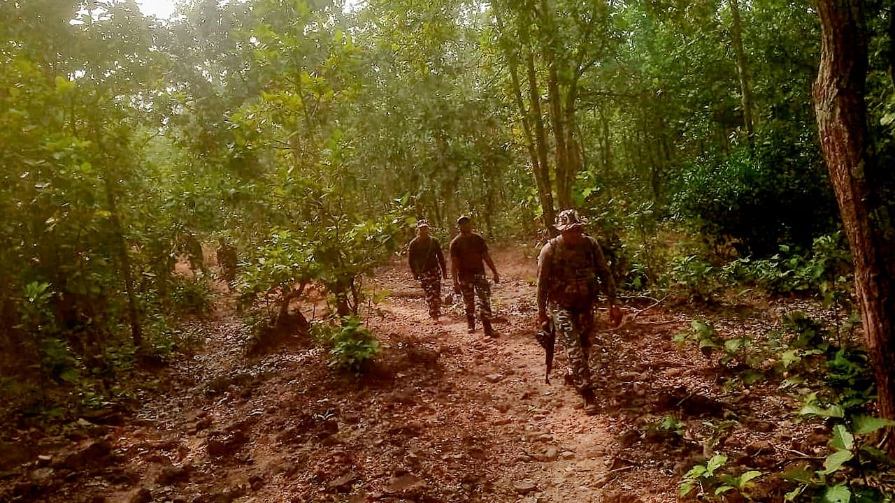 Jharkhand Armed Police jawans carry out a search operation against Naxals inside the forest of Amrapara in the view of the forthcoming Assembly elections, in Pakur, Jharkhand, Monday, Novemver 25, 2019. Credit: PTI File Photo