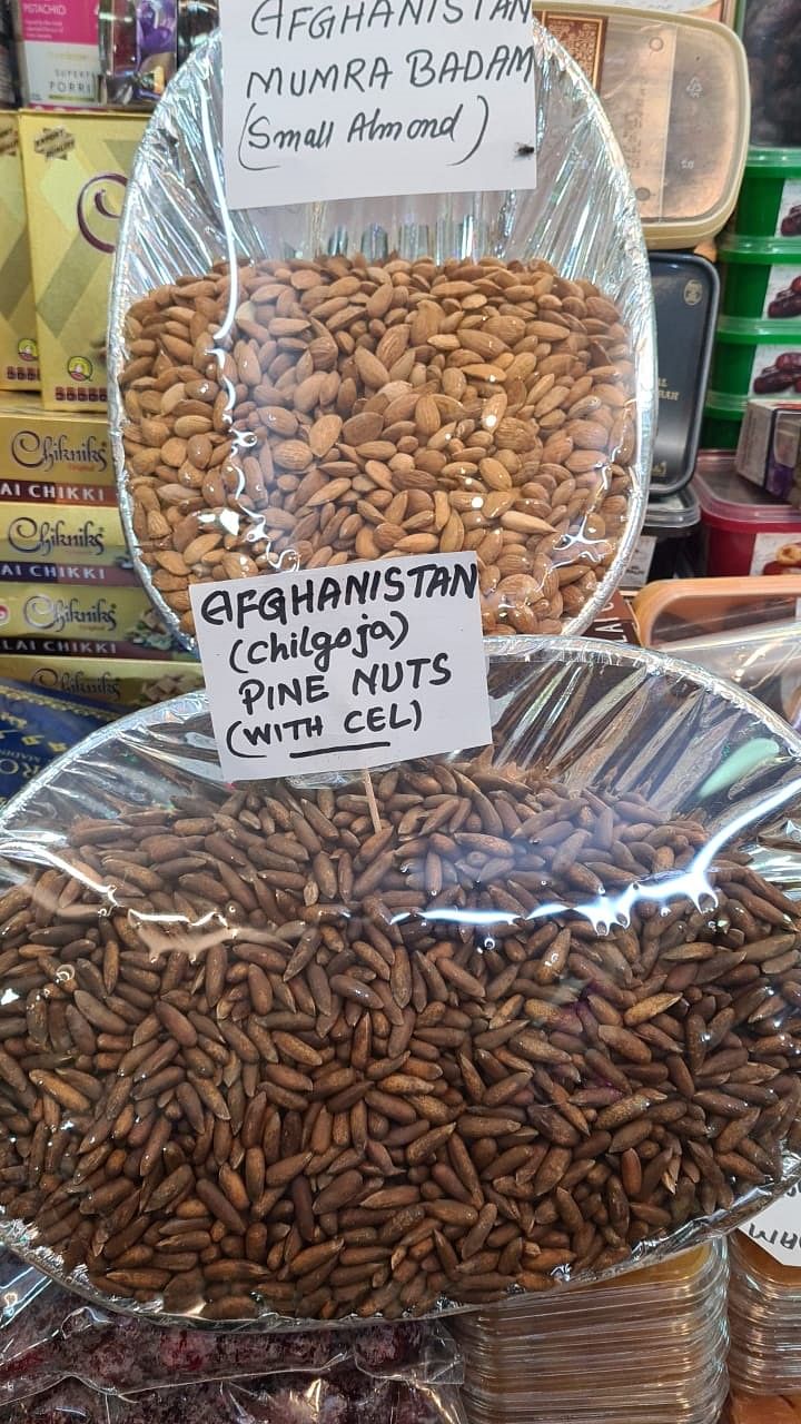 India imports a variety of dry fruits from Afghanistan, including almonds, figs, black raisins, pine nuts, dried apricots and pistachios.