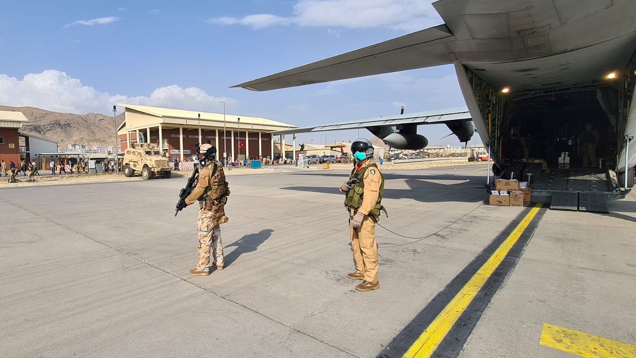 Italian plane evacuates people from Kabul airport. Credit: Reuters Photo
