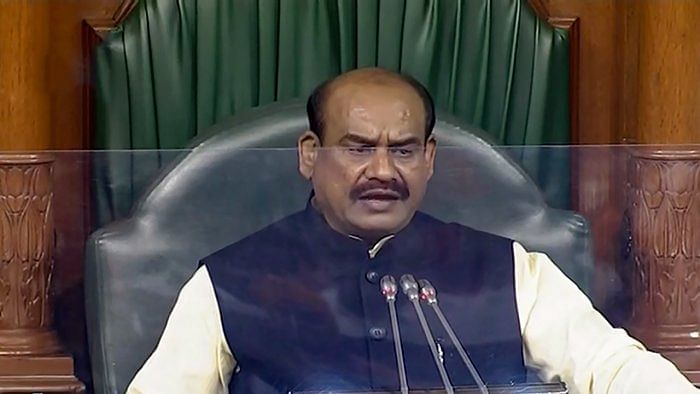 Lok Sabha speaker Om Birla conducts proceedings in the House during the Monsoon Session of Parliament. Credit: PTI Photo