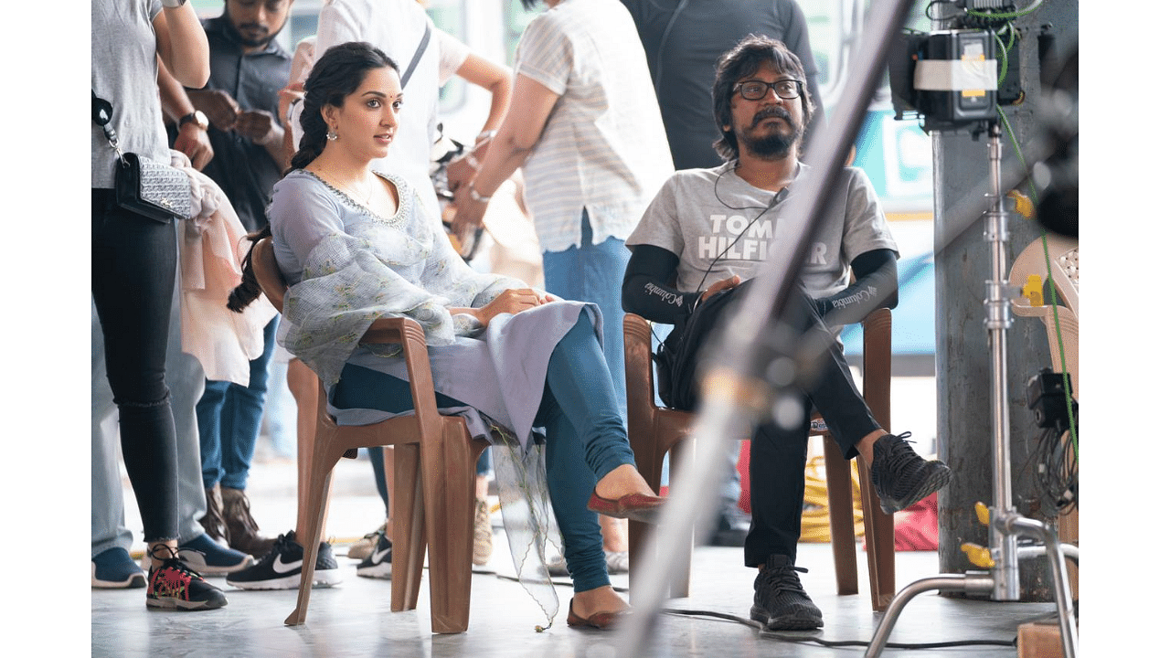 Director Vishnuvardhan and Kiara Advani on the sets of 'Shershaah'. Credit: PR Handout