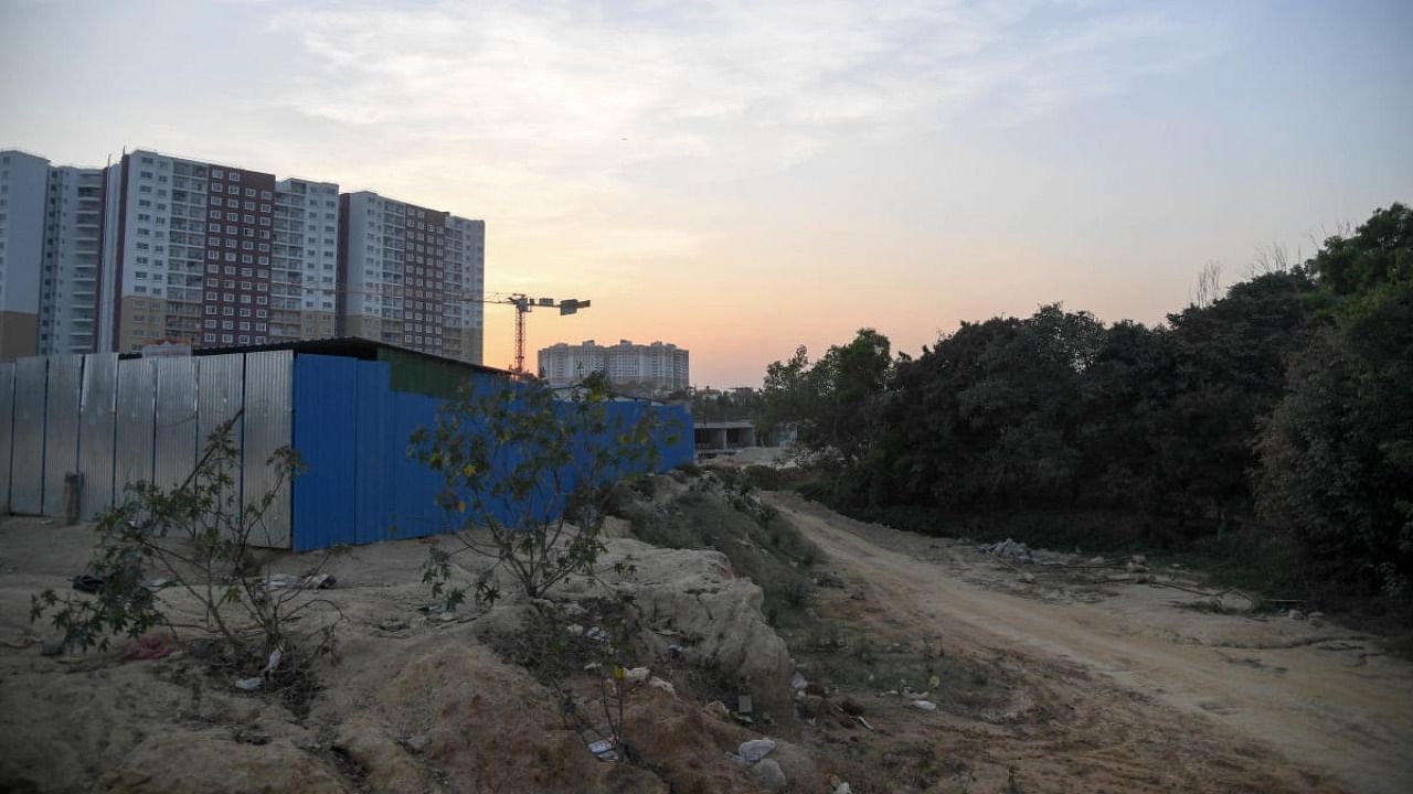 The site of the Godrej Reflections project near Kaikondrahalli Lake, Southeast Bengaluru. Credit: DH file photo