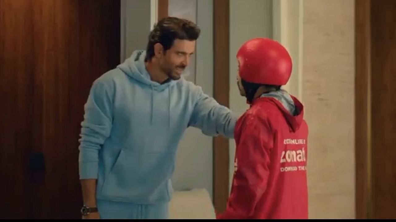 Screengrab from the Zomato ad. Credit: Twitter/@iHrithik
