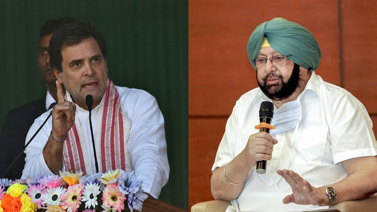 Congress leader Rahul Gandhi (L) and Punjab CM Amarinder Singh. Credit: Reuters, PTI File Photo