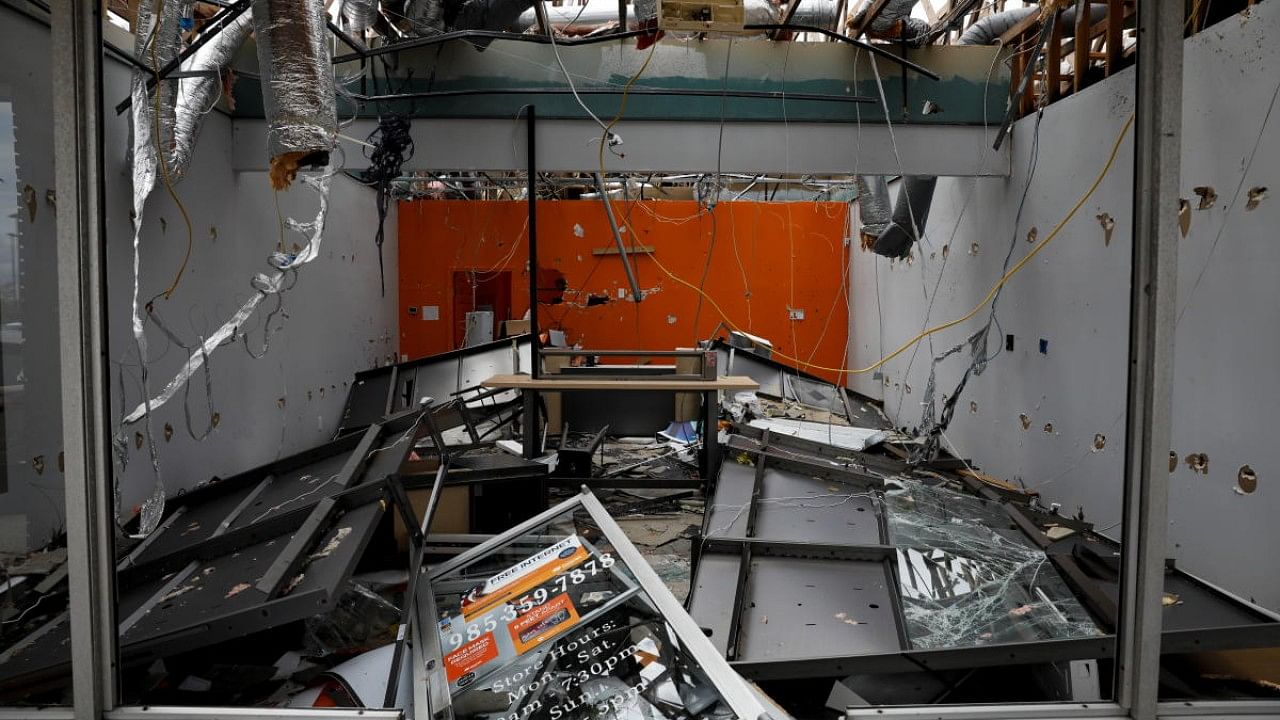 A damaged business is seen after Hurricane Ida made landfall in Louisiana. Credit: Reuters Photo