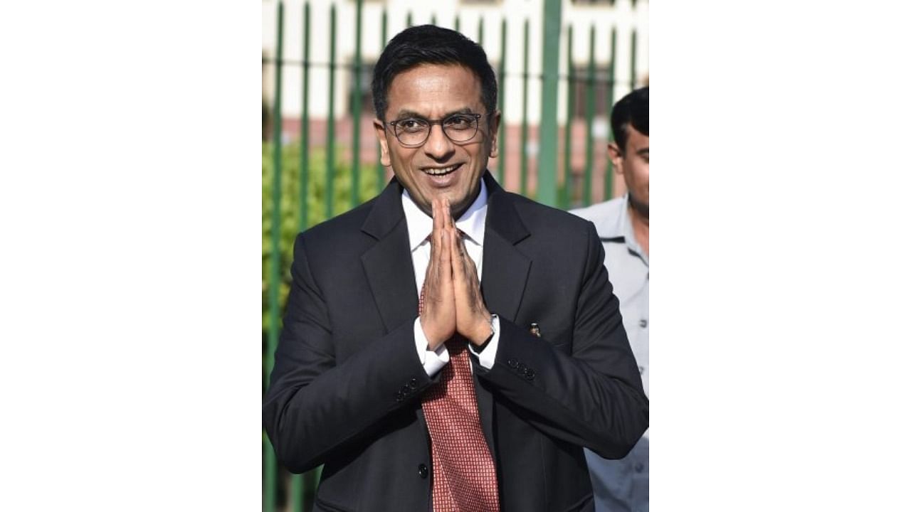 Justice D Y Chandrachud arrives to attend Chief Justice of India Justice Dipak Misra's farewell function on the Supreme Court lawns in New Delhi. Credit: PTI File Photo