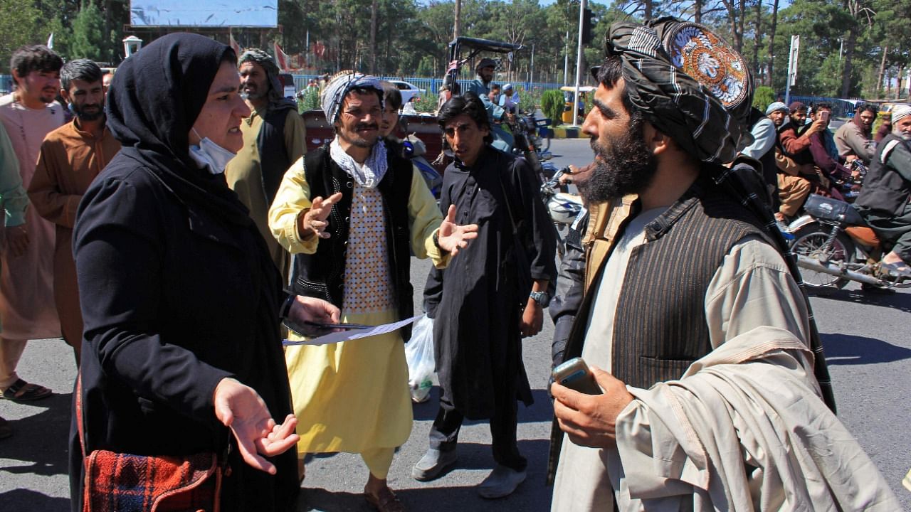 Defiant Afghan women held a rare protest on September 2 saying they were willing to accept the all-encompassing burqa if their daughters could still go to school under Taliban rule. Credit: AFP Photo