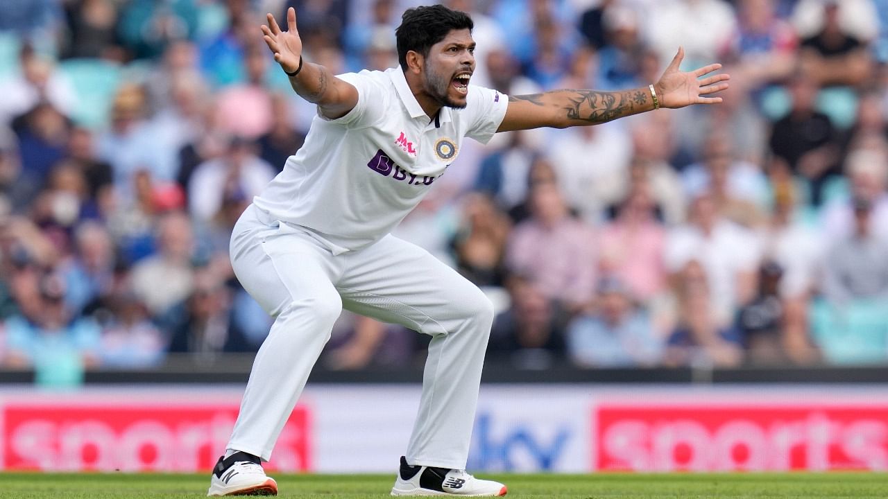 India's Umesh Yadav appeals for lbw on day two of the fourth Test match at The Oval cricket ground in London, Friday. Credit: AP/PTI Photo